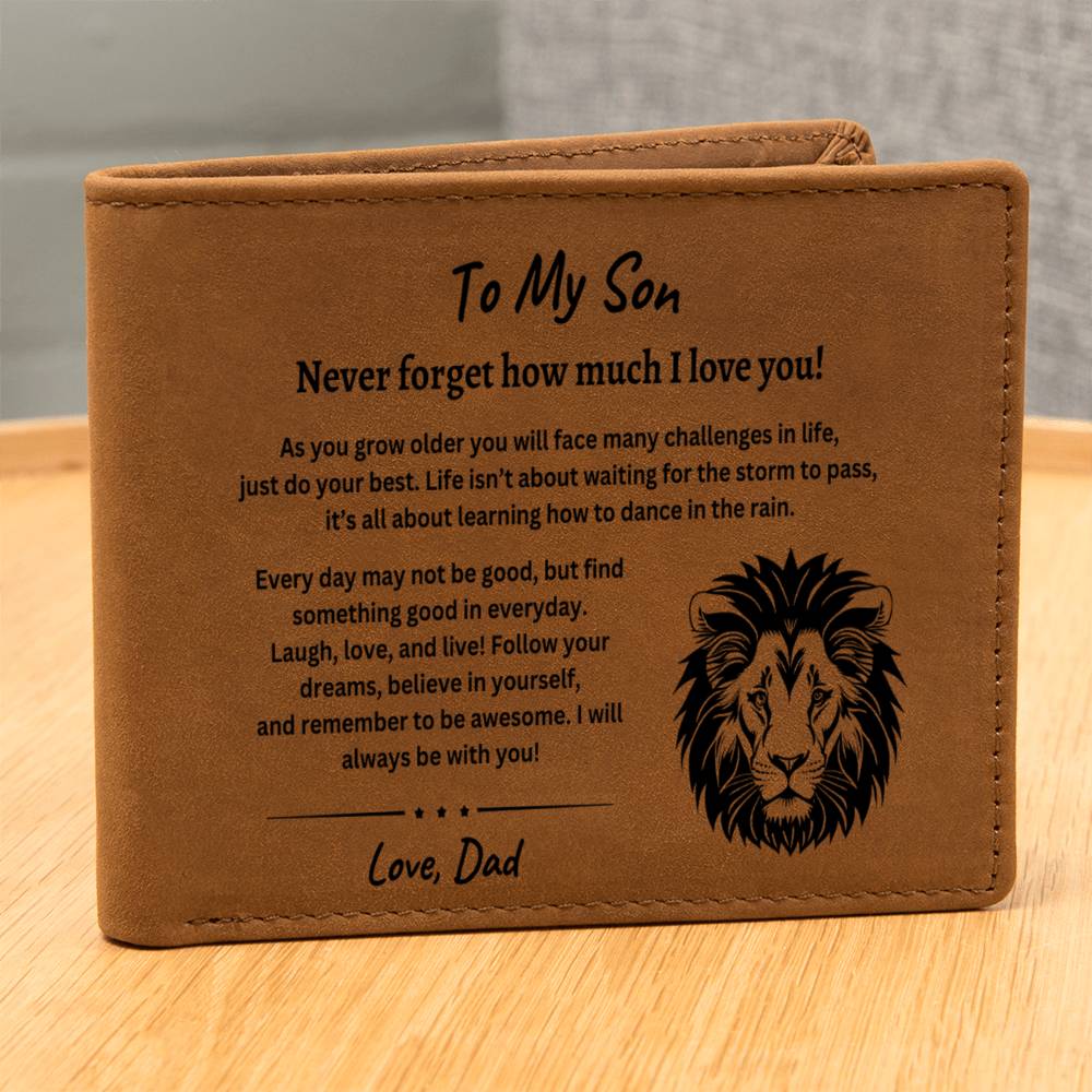 Wallet: Lion, To My Son, Love Dad