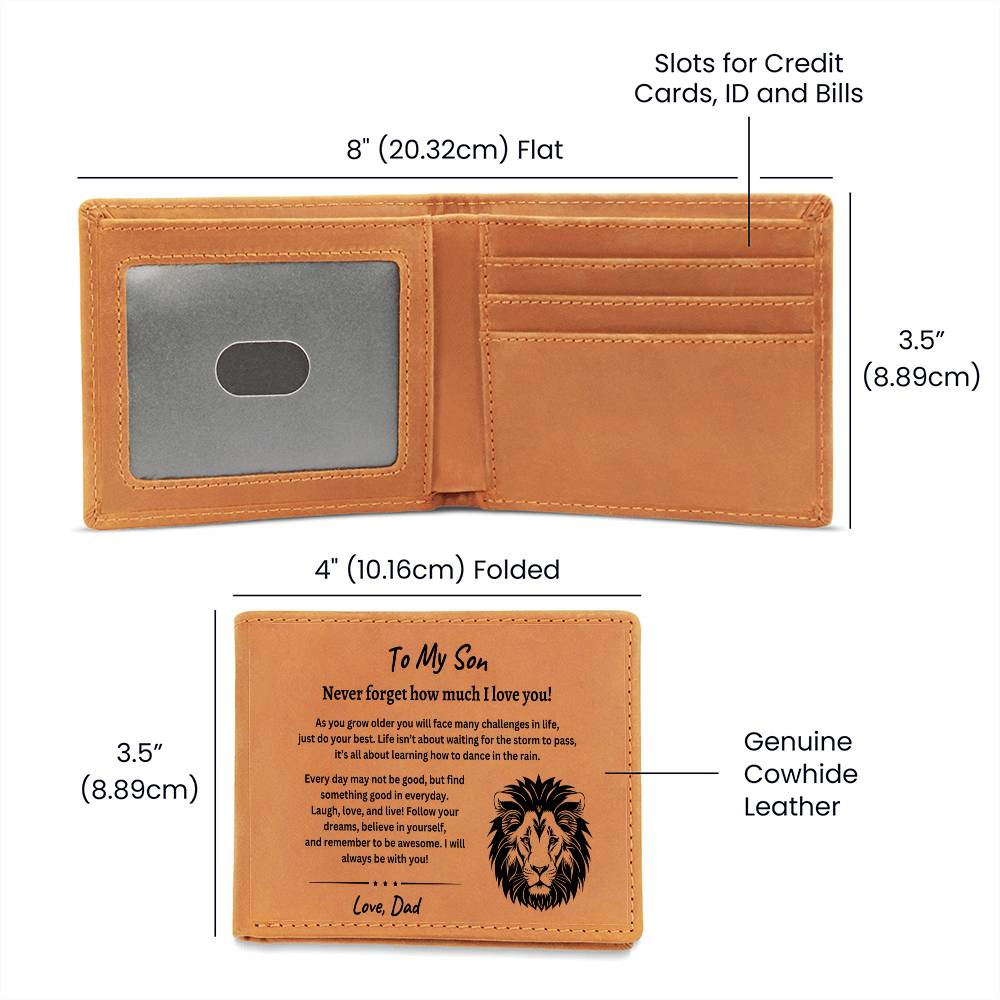 Wallet: Lion, To My Son, Love Dad