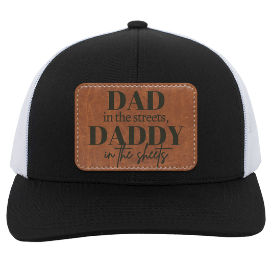Dad In The Sheets | Leather Print | Trucker Hat