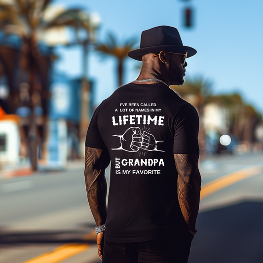 Grandpa | Lifetime | Wht Print | T-shirt