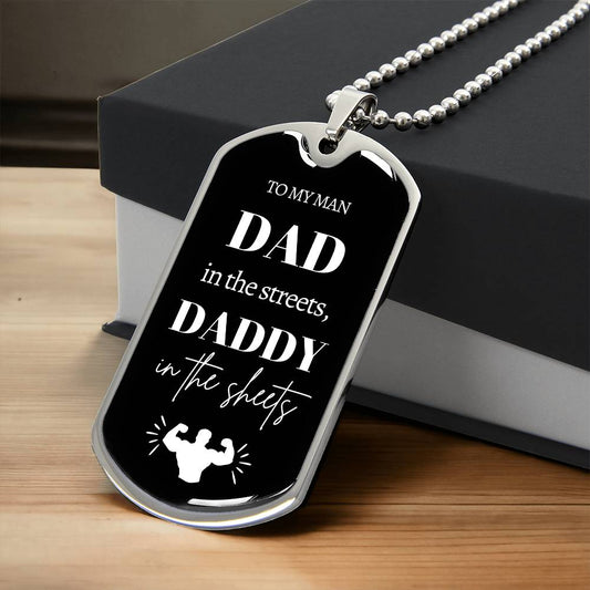 Daddy In The Sheets | Dog Tag Necklace | Muscles Blk