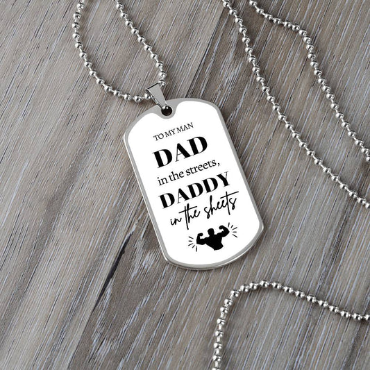 Daddy In The Sheets | Dog Tag Necklace | Muscles Wht